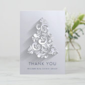 Weihnachtsbaum Firmenfeiertag Dankeskarte (Stehend Vorderseite)