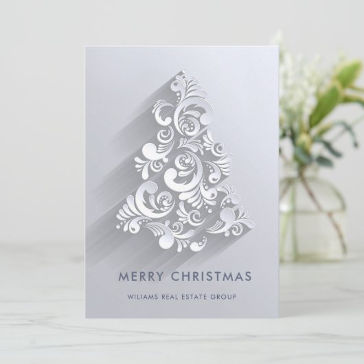 Weihnachtsbaum Firmengrüße Feiertagskarte (Stehend Vorderseite)