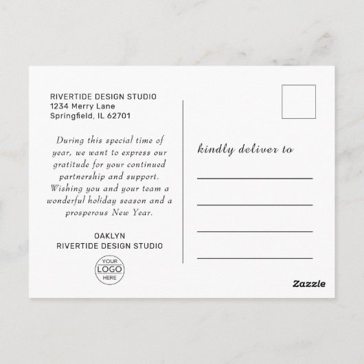 Weihnachtsbaum-Firmenlogo Firmenfeiertag Postkarte (Rückseite)