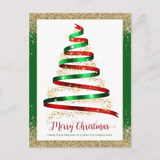 Weihnachtsbaum Firmenlogo von Ribbon Postkarte (Vorderseite)