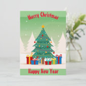 Weihnachtsbaum Flat Feiertagskarte (Stehend Vorderseite)