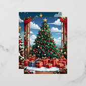 Weihnachtsbaum Folien Feiertagspostkarte (Vorderseite/Rückseite)