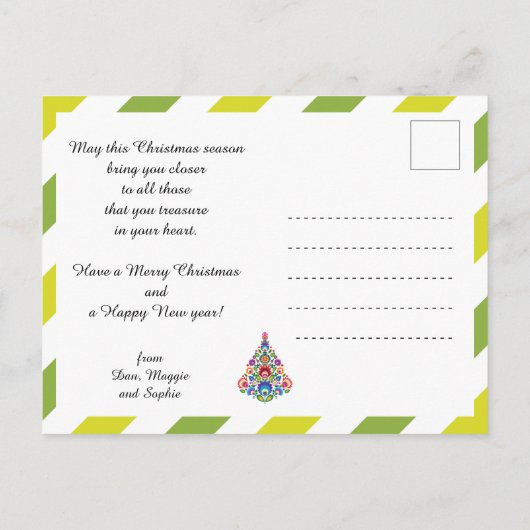 🎄 Weihnachtsbaum Folklore grün Feiertag Postkarte (Rückseite)