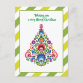 🎄 Weihnachtsbaum Folklore grün Feiertag Postkarte (Vorderseite)
