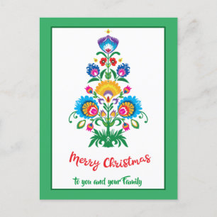 🎄 Weihnachtsbaum Folklore grün Feiertag Postkarte