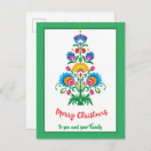 🎄 Weihnachtsbaum Folklore grün Feiertag Postkarte (Vorne/Hinten)