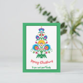 🎄 Weihnachtsbaum Folklore grün Feiertag Postkarte (Stehend Vorderseite)