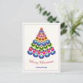 🎄 Weihnachtsbaum - Folklore-Stil Feiertagspostkarte (Stehend Vorderseite)