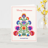 🎄 Weihnachtsbaum - Folklore-Stil Karte (Gelbe Blume)