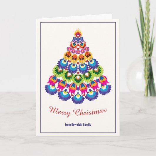 🎄 Weihnachtsbaum - Folklore-Stil Karte (Vorderseite)