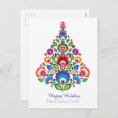 🎄 Weihnachtsbaum - Folklore [weiß] Feiertag Feiertagspostkarte (Vorne/Hinten)