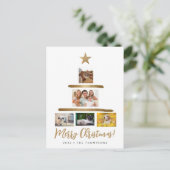Weihnachtsbaum-Foto Collage Gold Star Feiertagspostkarte (Stehend Vorderseite)