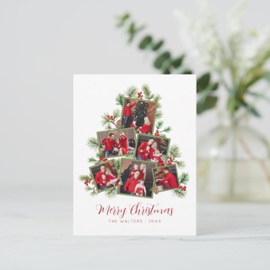 Weihnachtsbaum Foto Collage Holiday Postkarte (Stehend Vorderseite)