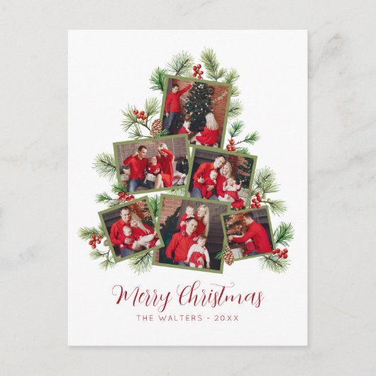 Weihnachtsbaum Foto Collage Holiday Postkarte (Vorderseite)