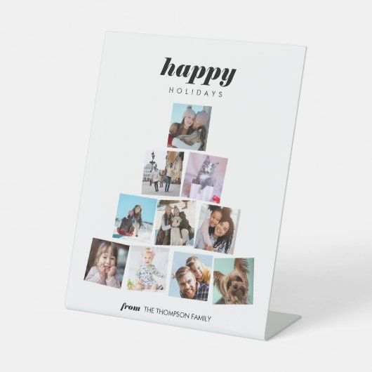 Weihnachtsbaum-Foto Collage Holiday Sockelschild (Vorderseite)
