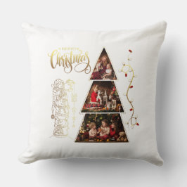 Weihnachtsbaum Foto Collage Imitate Gold Foil Styl Kissen