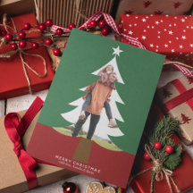 Weihnachtsbaum Foto Cutout Chic Modern Green Red