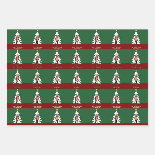 Weihnachtsbaum Foto Cutout Modernes Grün Niedlich Geschenkpapier Set (Vorderseite 2)