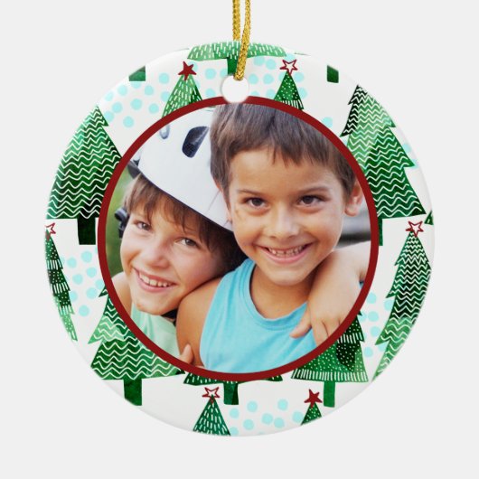 Weihnachtsbaum-Foto Keramik Ornament (Vorne)