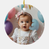 Weihnachtsbaum Foto Rosa Sterne Keramik Ornament (Hinten)