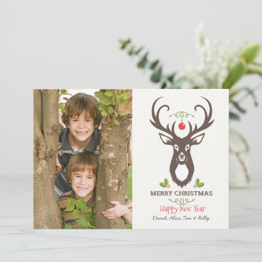 Weihnachtsbaum-Fotokarte Feiertagskarte (Stehend Vorderseite)