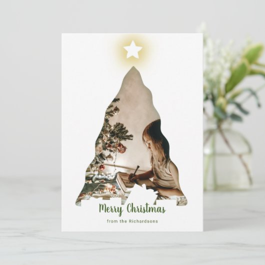 Weihnachtsbaum-Fotokarte Karte (Stehend Vorderseite)