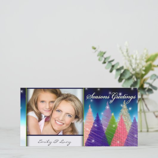 Weihnachtsbaum-Fotopartentafel Feiertagskarte (Stehend Vorderseite)
