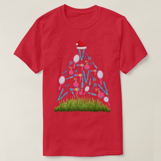 Weihnachtsbaum Friseur Weihnachtsmann Weihnachten  T-Shirt (Design vorne)
