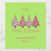 Weihnachtsbaum froh und gesegnet Custom Weinetikett (Einzelnes Label)