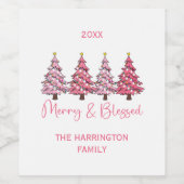 Weihnachtsbaum froh und gesegnet Custom Weinetikett (Einzelnes Label)