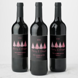 Weihnachtsbaum froh und gesegnet Custom Weinetikett