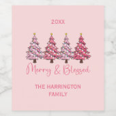 Weihnachtsbaum froh und gesegnet Custom Weinetikett (Einzelnes Label)