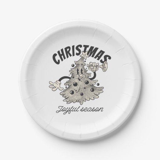 Weihnachtsbaum frohe Jahreszeit Pappteller (Vorderseite)
