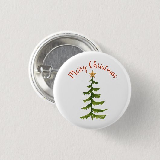 Weihnachtsbaum frohe Weihnachten Button (Vorne & Hinten)