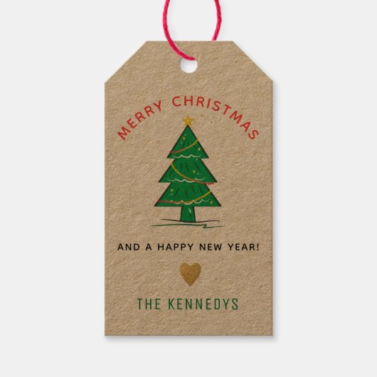 Weihnachtsbaum frohe Weihnachten Geschenkanhänger (Vorderseite)