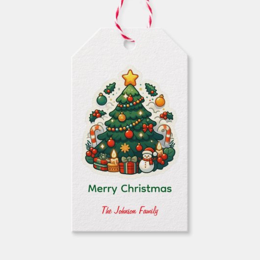Weihnachtsbaum frohe Weihnachten Geschenkanhänger (Vorderseite)
