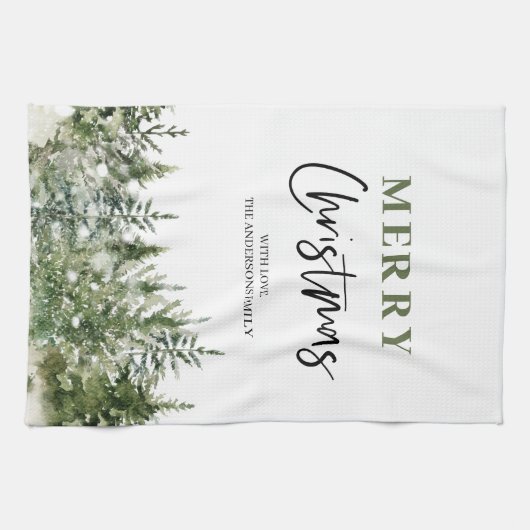 Weihnachtsbaum | Frohe Weihnachten Geschirrtuch (Horizontal)