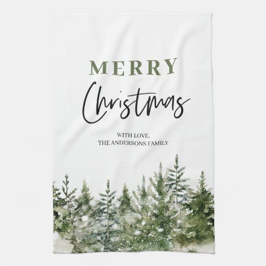 Weihnachtsbaum | Frohe Weihnachten Geschirrtuch (Vertikal)