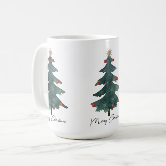 Weihnachtsbaum frohe Weihnachten Kaffeetasse (Vorderseite Links)