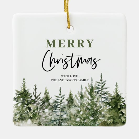 Weihnachtsbaum | Frohe Weihnachten Keramikornament (Vorderseite)