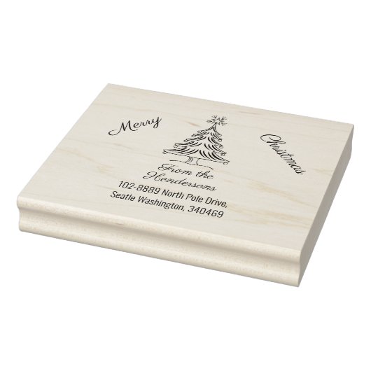 Weihnachtsbaum, Frohe Weihnachten, Name und Anschr Gummistempel (Stempel)