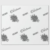 Weihnachtsbaum Frohe Weihnachten Schwarz-weiß Geschenkpapier (Flach)