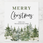 Weihnachtsbaum | Frohe Weihnachten Weinetikett (Einzelnes Label)