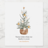 Weihnachtsbaum | Frohe Weihnachten Weinetikett (Einzelnes Label)