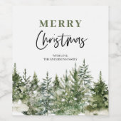 Weihnachtsbaum | Frohe Weihnachten Weinetikett (Einzelnes Label)