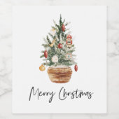 Weihnachtsbaum | Frohe Weihnachten Weinetikett (Einzelnes Label)