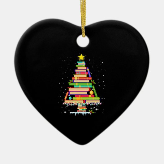 Weihnachtsbaum frohe Weihnachtsbibliothek Keramik Ornament (Vorne)