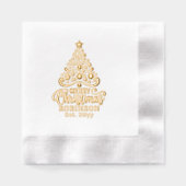 Weihnachtsbaum Frohe Weihnachtsfamilie Datum Servietten Mit Folie (Vorderseite)