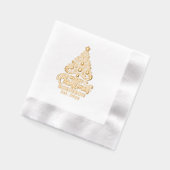 Weihnachtsbaum Frohe Weihnachtsfamilie Datum Servietten Mit Folie (Links)