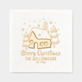 Weihnachtsbaum Frohe Weihnachtsfamilie Datum Servietten Mit Folie (Vorderseite)